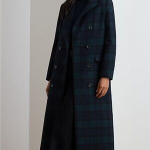 Ralph Lauren Black Watch Plaid  Double-Breasted Long Coat